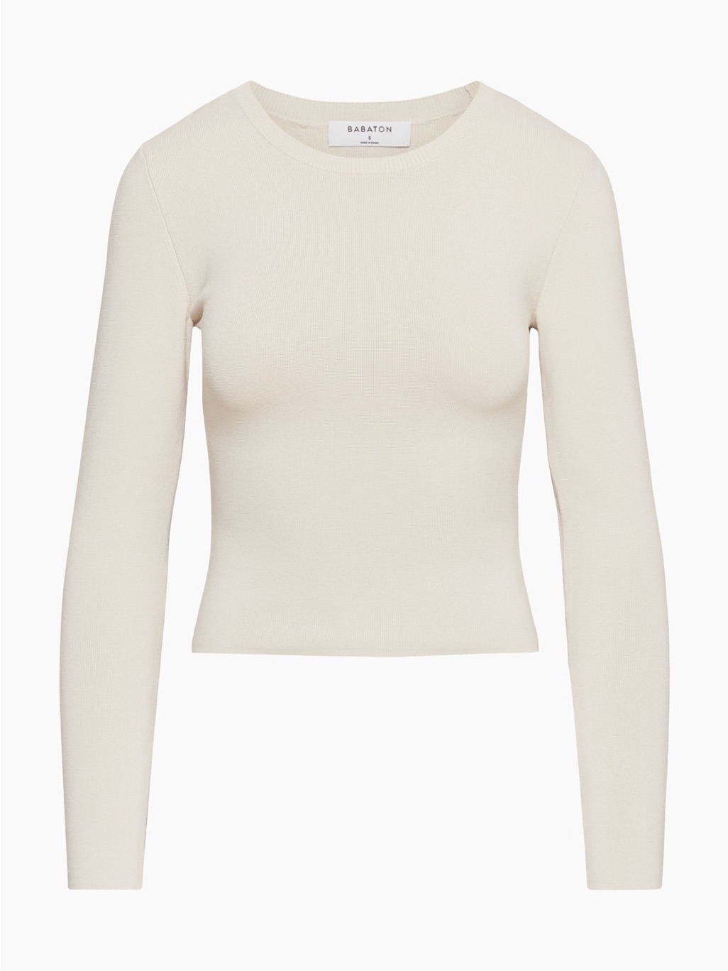 Aritzia Sculpt Knit Crewneck Longsleeve In Matte Pearl- Medium